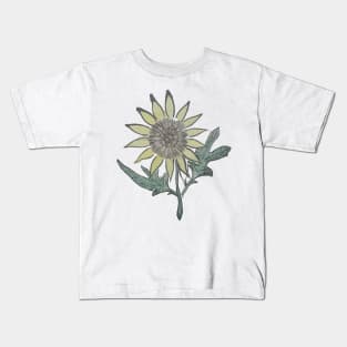 Sunflower Flower Retro Vintage 60s Drawing Kids T-Shirt